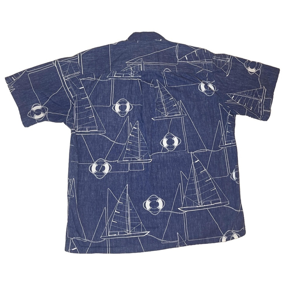 Cooke Street Honolulu Yacht Hawaiian Button Down Shirt 1970s Vintage Men Large - Picture 2 of 7